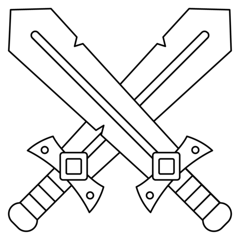 Crossed Swords Emoji Coloring Page